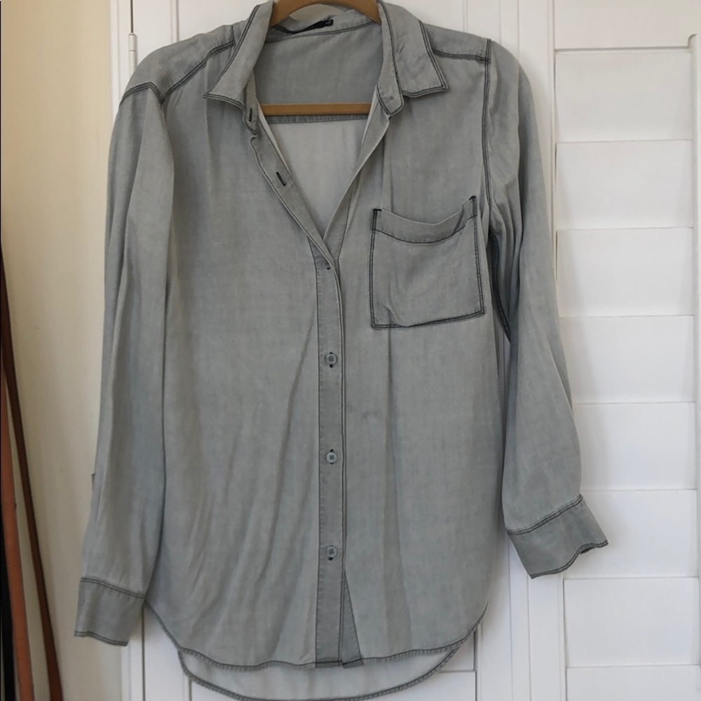 Talula Aritzia - grey button up blouse